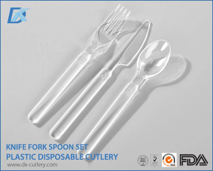 Disposable Dessert Plastic Spoon Fork and Knife Medium Weight